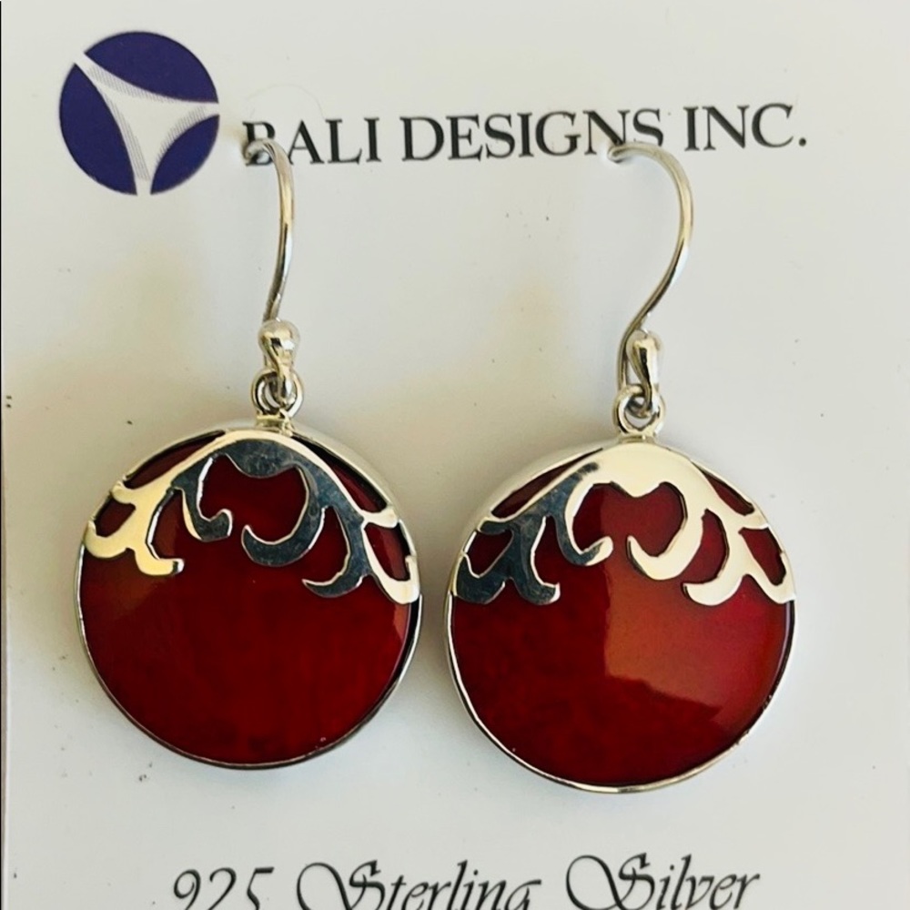 Coral Earrings Sterling Silver ear wires
